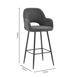 Scaun de bar Renish, Gri - Alb, 51x57x114 cm - Gri