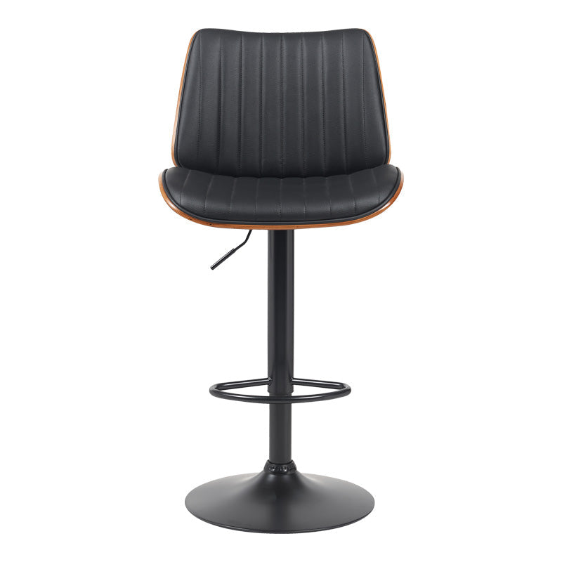 Scaun de bar Amani, PU si metal, 51x54x88-107 cm - Negru