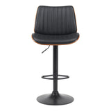 Scaun de bar Amani, PU si metal, 51x54x88-107 cm - Negru
