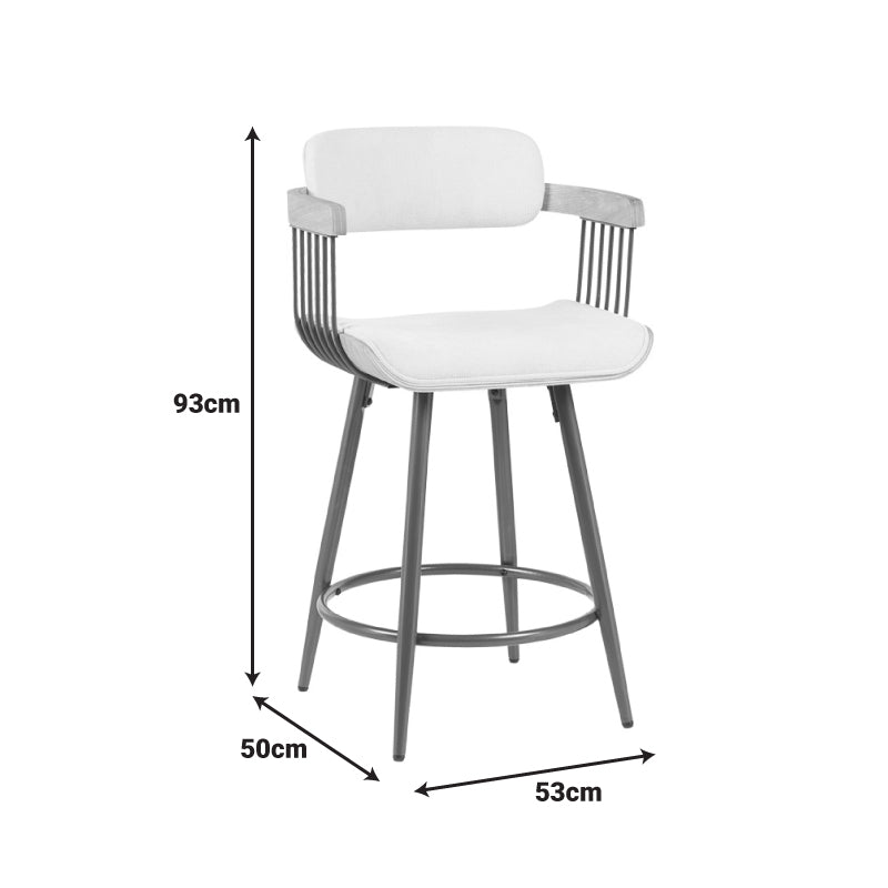 Scaun de bar rotativ cu functie Cameo, metal și Lemn, tesatura, Bej, 53x50x93 cm