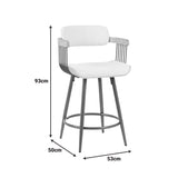 Scaun de bar rotativ cu functie Cameo, metal și Lemn, tesatura, Bej, 53x50x93 cm