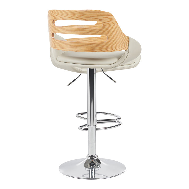 Scaun de bar Fern, PU, lemn si metal, 50x49x89-110 cm - Bej