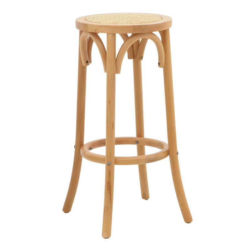 Scaun de bar Serzo lemn de fag si ratan, Natural, D36x71 cm