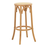 Scaun de bar Serzo lemn de fag si ratan, Natural, D36x71 cm