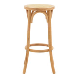Scaun de bar Serzo lemn de fag si ratan, Natural, D36x71 cm