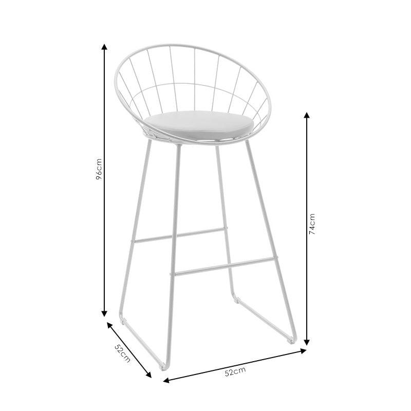 Scaun de bar Seth, Negru - Alb, 52x52x99 cm - Alb
