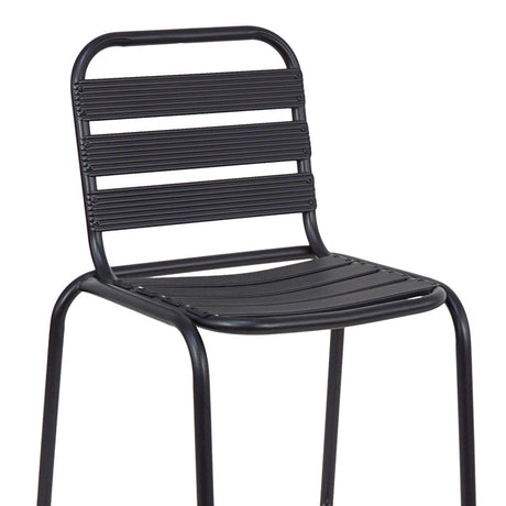 Scaun de bar Sussie metal negru cu lamele din aluminiu, 58x58x111 cm