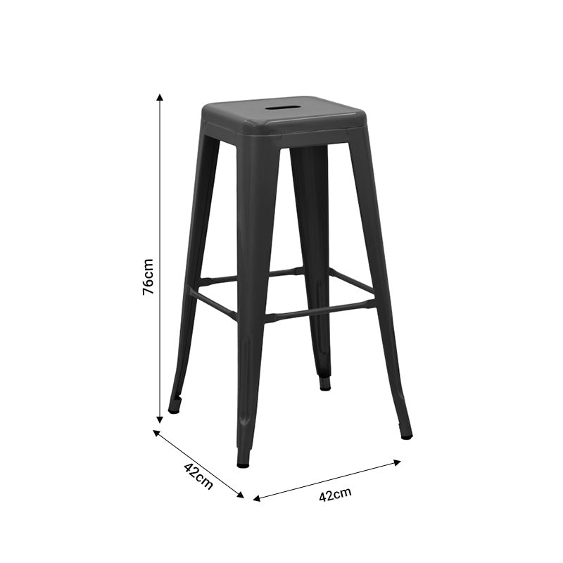 Scaun de bar Utopia metal, Diverse culori, 42x42x76 cm - Negru