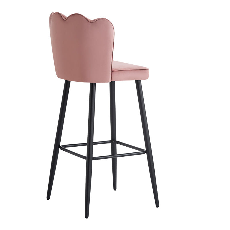 Scaun de bar Velvi catifeaa marului putred, Roz, 43x62x95 cm