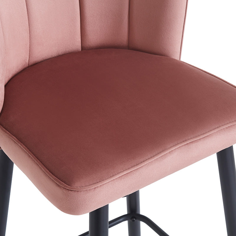 Scaun de bar Velvi catifeaa marului putred, Roz, 43x62x95 cm