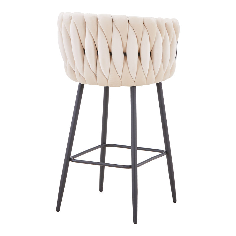 Scaun de bar Vivian, catifea si metal, 57x50x100 cm - Bej