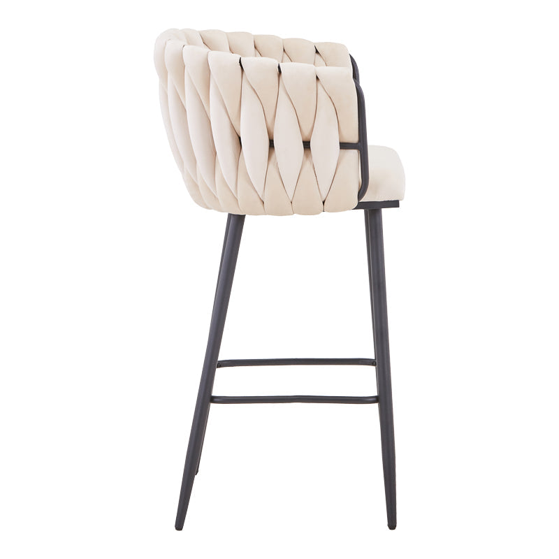 Scaun de bar Vivian, catifea si metal, 57x50x100 cm - Bej