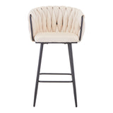 Scaun de bar Vivian, catifea si metal, 57x50x100 cm - Bej