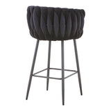Scaun de bar Vivian, catifea si metal, 57x50x100 cm - Negru