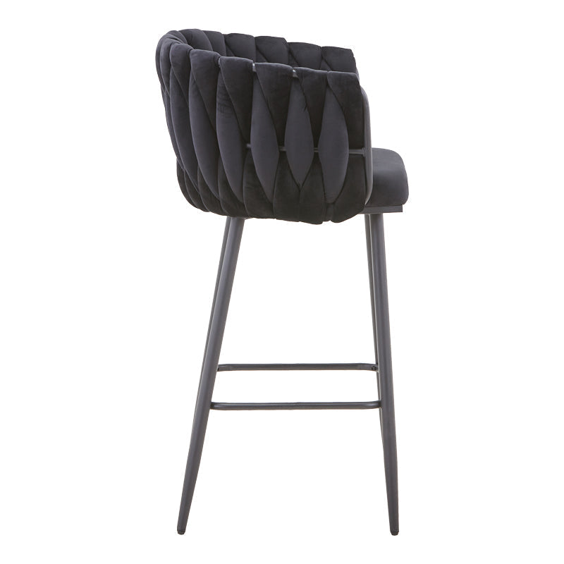 Scaun de bar Vivian, catifea si metal, 57x50x100 cm - Negru