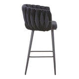 Scaun de bar Vivian, catifea si metal, 57x50x100 cm - Negru