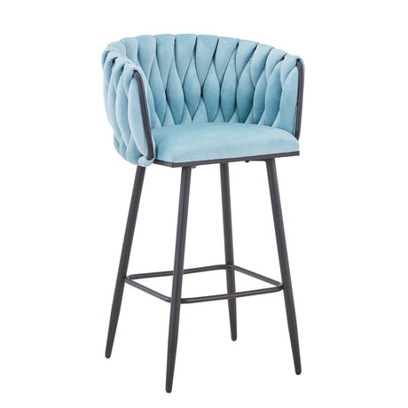 Scaun de bar Vivian siel catifea metal, negru, 57x50x100 cm