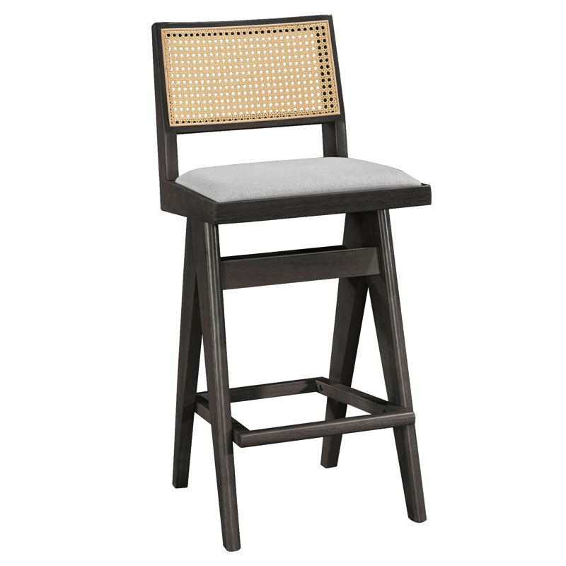 Scaun de bar Winslow, Negru - Nuc, 46x44x98 cm - Scaun de bar Winslow, Negru - Nuc, 46x44x98 cm
