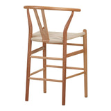 Scaun de bar Wishbone rubberwood-rope, Natural, 55x49x108 cm