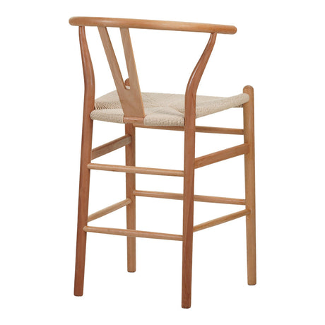 Scaun de bar Wishbone rubberwood-rope, Natural, 55x49x108 cm