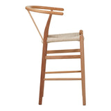 Scaun de bar Wishbone rubberwood-rope, Natural, 55x49x108 cm