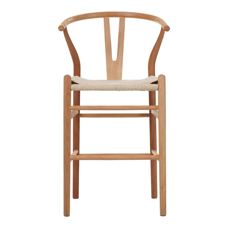Scaun de bar Wishbone rubberwood-rope, Natural, 55x49x108 cm