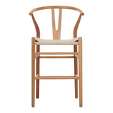 Scaun de bar Wishbone rubberwood-rope, Natural, 55x49x108 cm