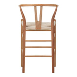 Scaun de bar Wishbone rubberwood-rope, Natural, 55x49x108 cm