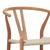 Scaun de bar Wishbone rubberwood-rope, Natural, 55x49x108 cm
