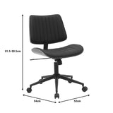 Scaun de birou Amani, piele PU si lemn, 52x54x91 cm - Negru-Nuc