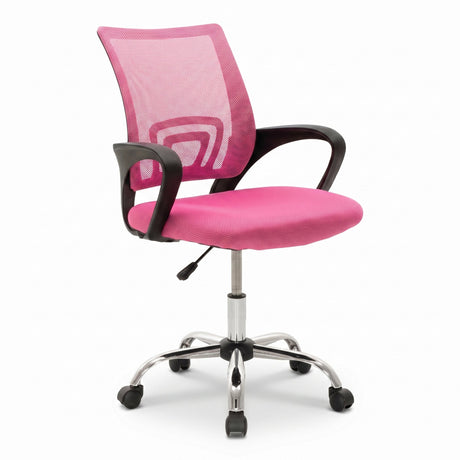Scaun de birou cu functie de înclinare Berto II, Mesh, Roz-Negru, 60x48x85-95 cm