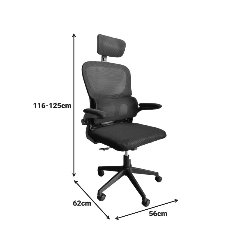 Scaun de birou cu țesătură mesh Recko, Gri, 56x62x116-125 cm