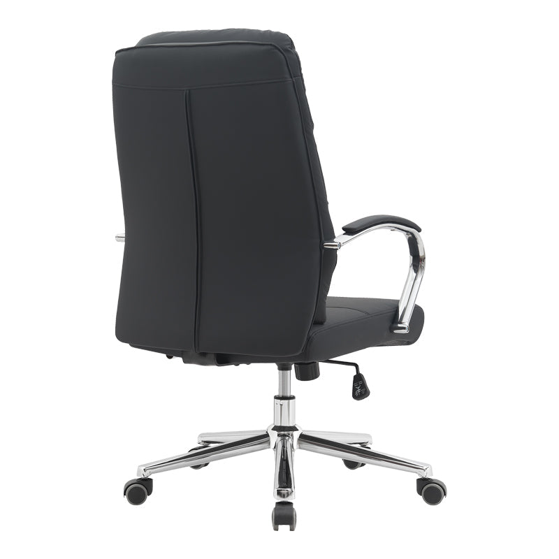 Scaun de birou directorial Normie, piele PU, 58x65x111 cm - Negru