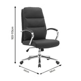 Scaun de birou directorial Normie, piele PU, 58x65x111 cm - Negru