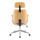 Scaun de birou directorial Fetseno, piele PU, 53x56x124 cm - Bej
