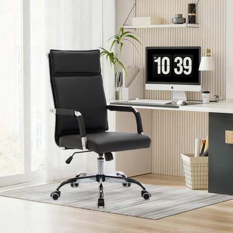 Scaun de birou directorial cu rotile Mavel, Negru, 55x62x100-110 cm