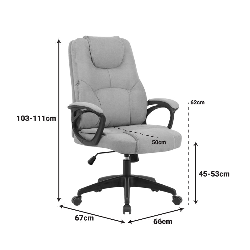 Scaun de birou directorial Kamora, stofa, 66x67x111 cm - Gri