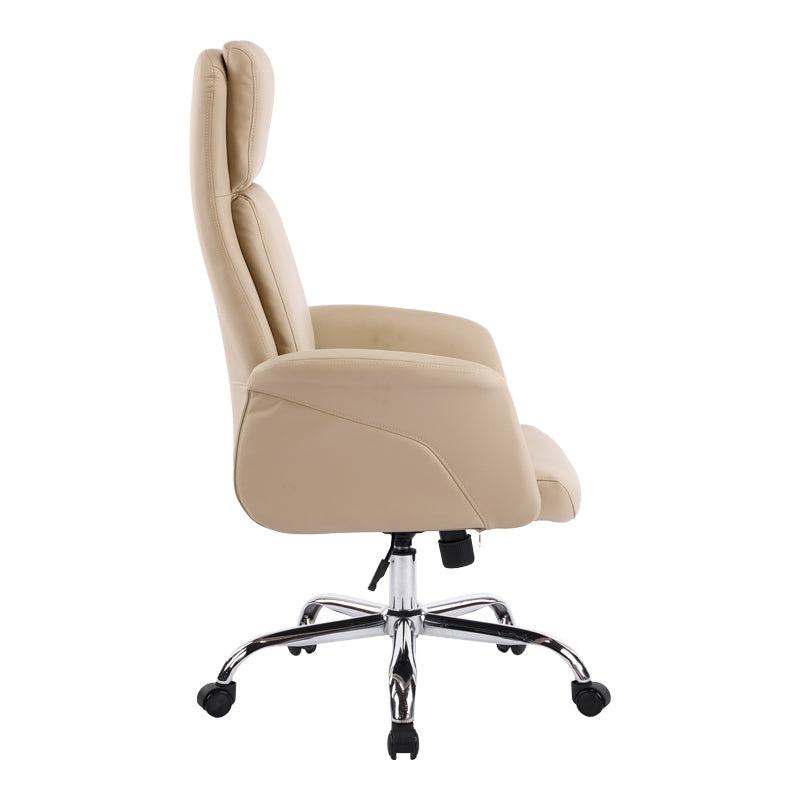 Scaun de birou managerial Derjio, piele PU, 68x66x115 cm - Bej