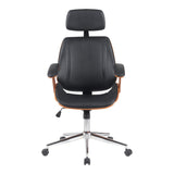 Scaun de birou directorial Fetseno, piele PU, 53x56x124 cm - Negru