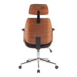 Scaun de birou directorial Fetseno, piele PU, 53x56x124 cm - Negru