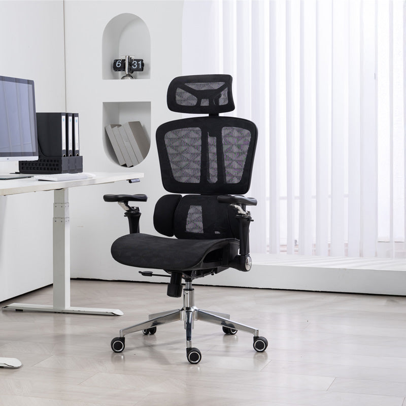 Scaun de birou ergonomic Jeffer, Mesh, Negru, 67x62x115-125 cm