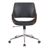 Scaun de birou ergonomic, Negru, Piele ecologica și Baza, cromata, 53x61x79-89 cm