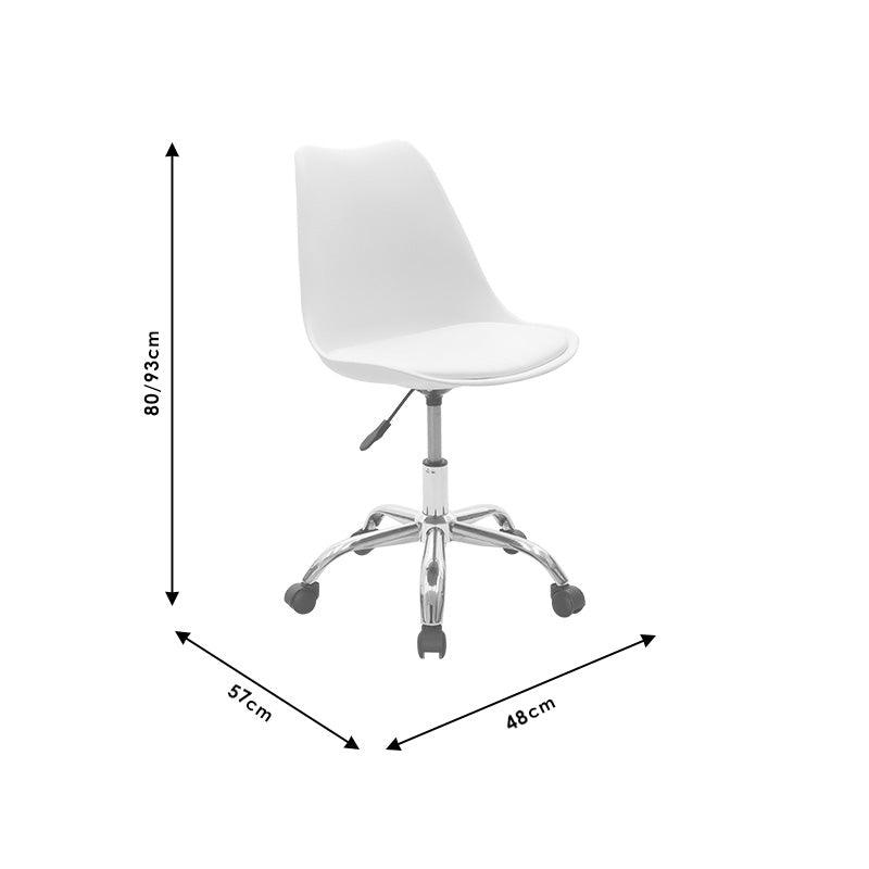 Scaun de birou Gaston II PP-PU, 48x57x80 cm - Alb