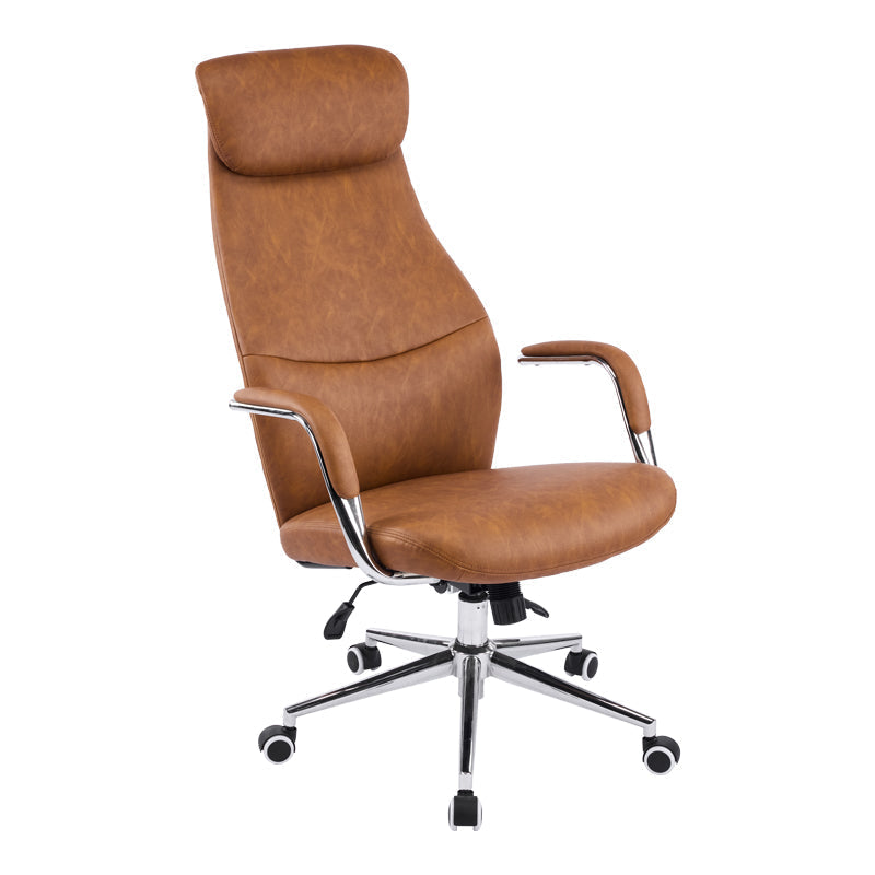 Scaun de birou managerial Ferka, piele PU, 64x71x128 cm - Maro