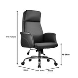 Scaun de birou managerial Derjio, piele PU, 68x66x115 cm - Negru