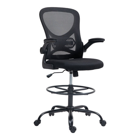 Scaun de birou manager Derzio din plasa, neagra, 62x53x131 cm