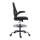 Scaun de birou manager Derzio din plasa, neagra, 62x53x131 cm