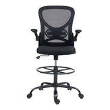Scaun de birou manager Derzio din plasa, neagra, 62x53x131 cm