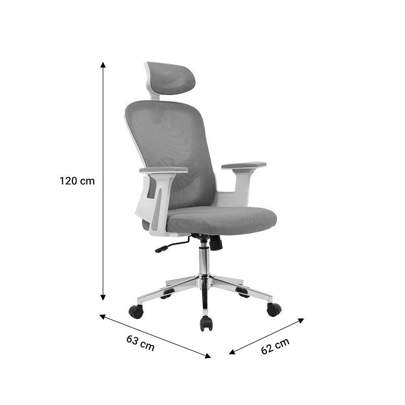 Scaun de birou manager Ignatius mesh, Gri - Negru, 110-120x65x45 cm - Gri