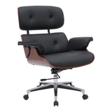 Scaun de birou manager Kobane baza neagra pu-crom, 84x75x114 cm